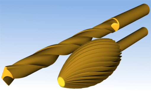 Shapes containing pipes with variable radius produced by sweeping