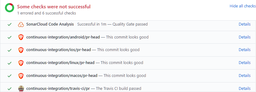 GitHub checks section