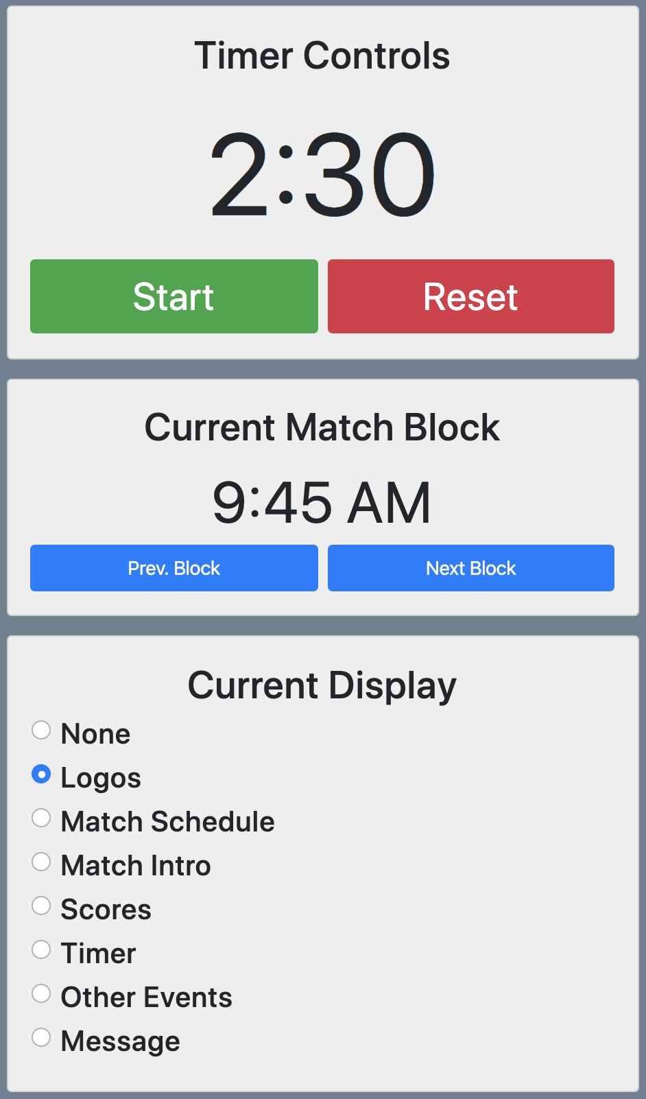 Right column controls